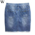 Summer women's denim skirt midi front triangle personality high waist pencil skirts - menochic